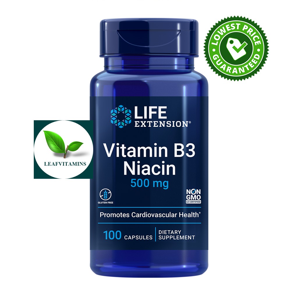 Life Extension Vitamin B3 Niacin 500 mg / 100 Capsules