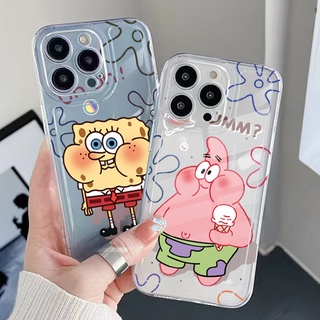 เคสโทรศัพท์มือถือ TPU แบบใส ขอบสี่เหลี่ยม กันกระแทก ลาย SpongeBob SquarePants สําหรับ Xiaomi Redmi Note 11 Pro 5G 11S 10 Pro 4G 10S Redmi 10C 9C