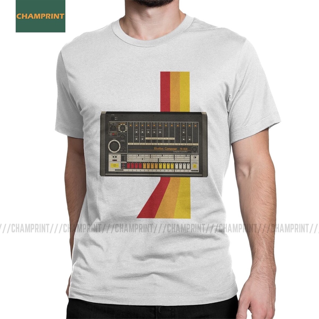 TR-808 Korg Volca T เสื้อผู้ชายผ้าฝ้าย 100% Hipster เสื้อยืด Synthesizer เพลง Synth Electro Modular 