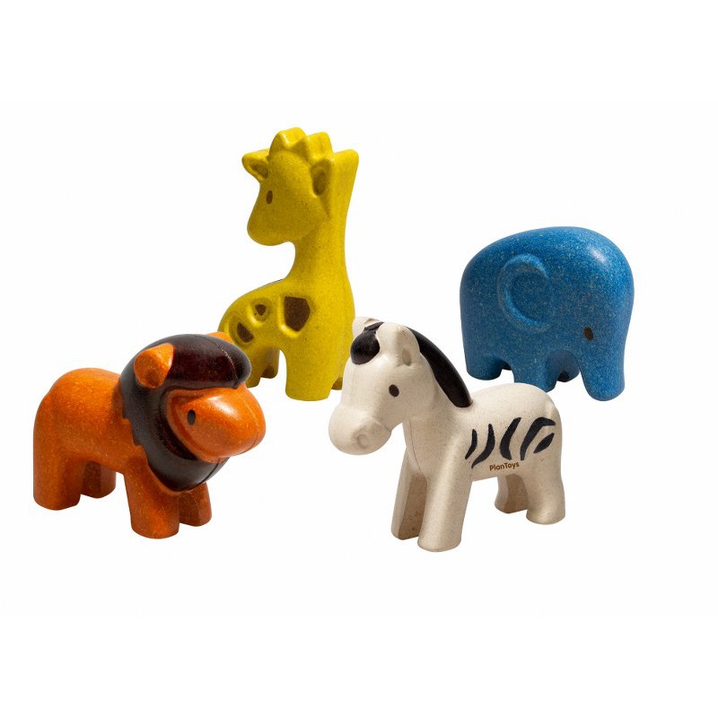 PlanToys ของเล่นไม้ 6128 Wild Animals Set ชุดฟิกเกอร์สัตว์ป่า เสริมพัฒนาการ สำหรับเด็กอายุ 12 เดือน ขึ้นไป