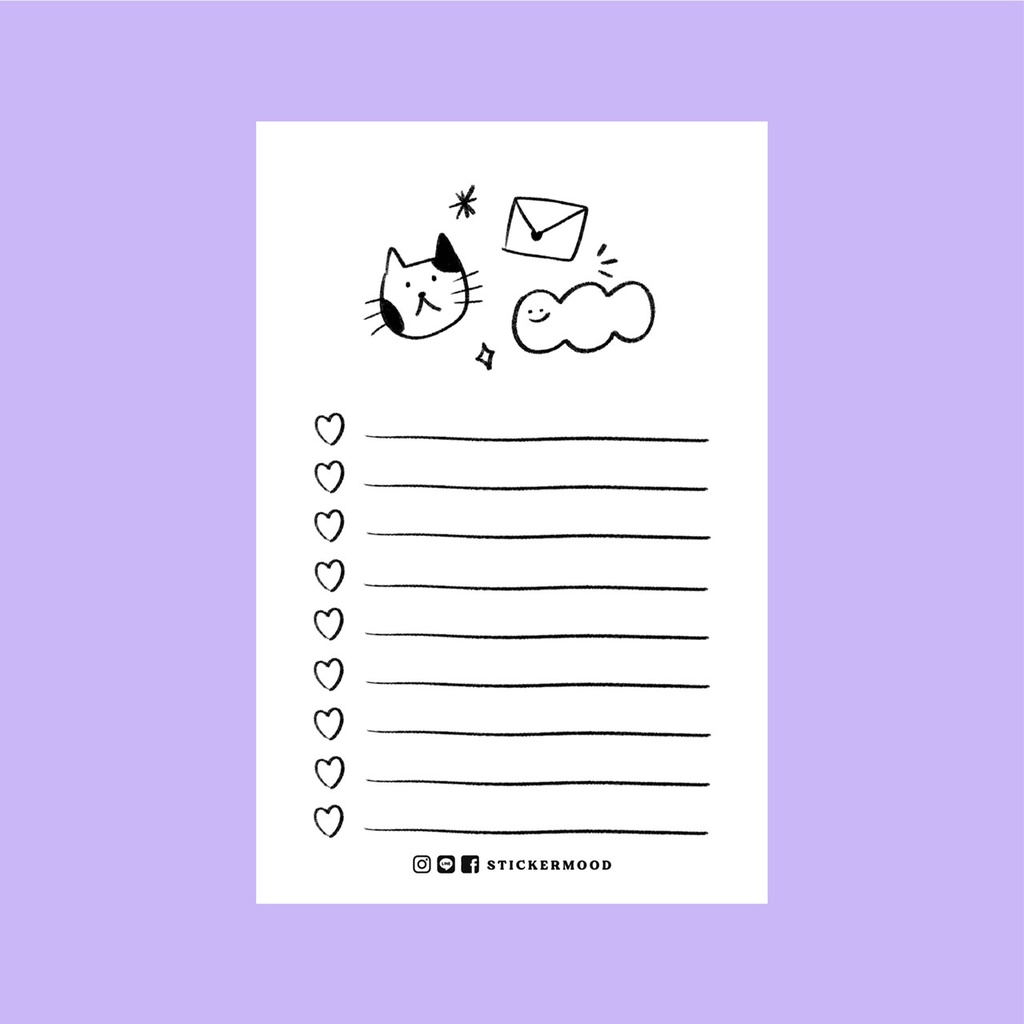 สมุดฉีกขนาด 8.5x13 cm ลาย B/W cat and letter (50แผ่น) (รหัส : C5)