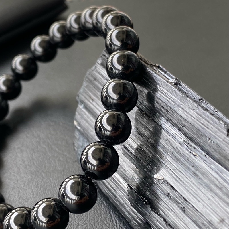 กำไลหินแท้ แบล็คทัวมาลีน (Black Tourmaline) 6-10mm