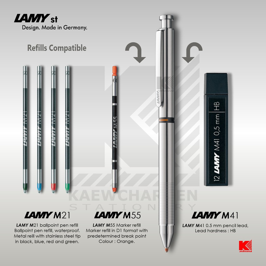 perzik Hassy Spektakel ปากกา 3 ระบบ LAMY st tri pen Silver [Model 745] ด้ามสีเงินเงา | Shopee  Thailand