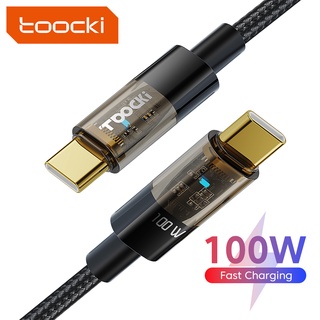 Toocki 100W PD Type C สายเคเบิล QC 4.0 / 3.0 ชาร์จเร็ว USB C เป็น Type C / สายชาร์จ USB พร้อมไฟ LED