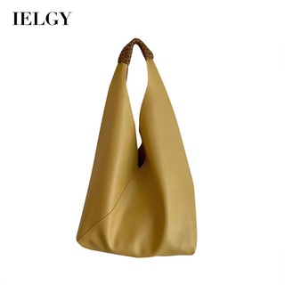 IELGY womens large capacity soft leather niche design bucket shoulder bag