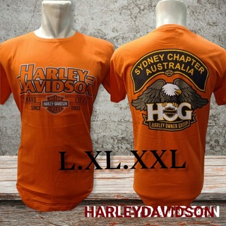 เสื้อยืด ลาย Harley Owner Group Sidney Chapter Australia - Harley Davidson Motorcycles - Bar and Shield - 1903 สีส้ม สําหรับขี่รถจักรยานยนต์มุสลิม