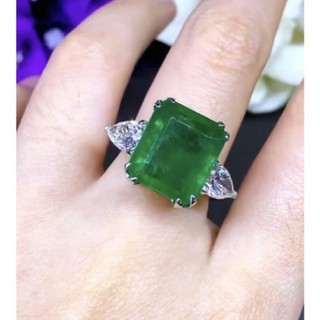 THREE-STONE, ICONIC EMERALD RING! Featuring a CERTIFIED minor oiled, JUMBO 12.39 carats, HUGE Zambian emerald