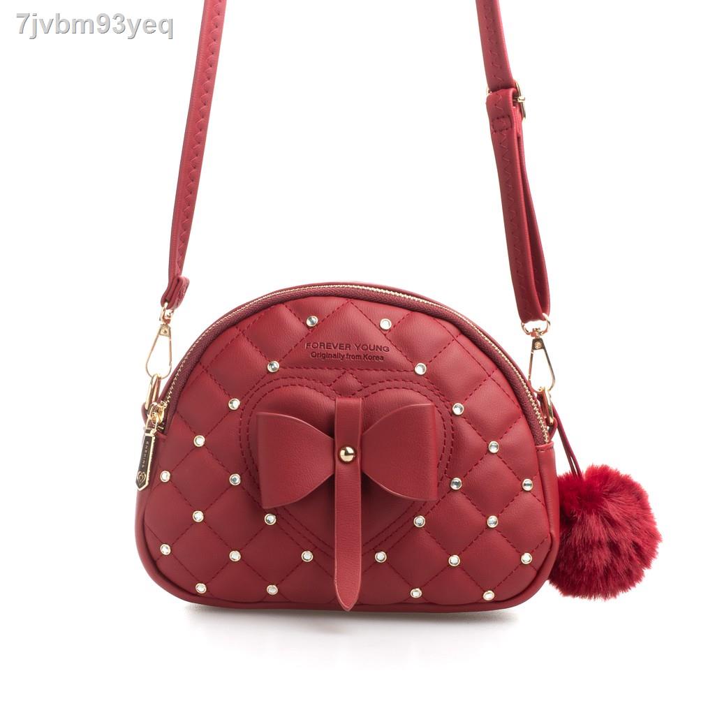 ﹉กระเป๋าสะพายข้าง Forever Young หน้าแต่งโบว์ตอกหมุดเพชร เกินต้านมากกก !!!!!! (80111)