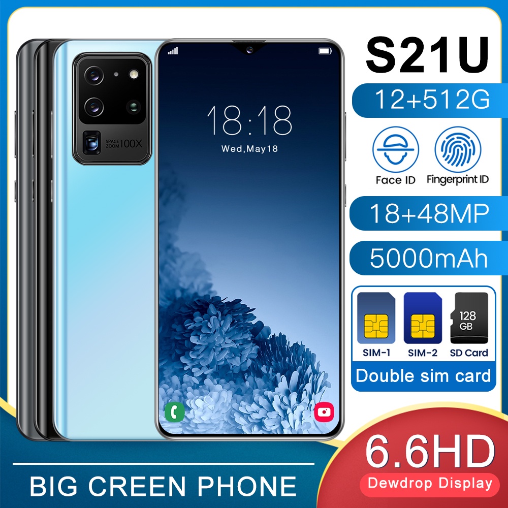 SAMSUNG S21U โทรศัพท์ Android 12+512GB สมาร์ทโฟน 6.7 นิ้ว โทรศัพท์กล้อง 5000mAh