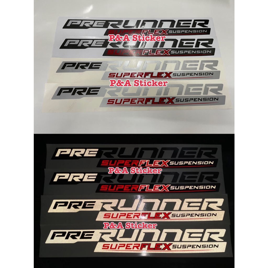 สติ๊กเกอร์สกรีน PRERUNNER SUPERFLEX SUSPENSION ติดข้างท้ายรถ TOYOTA REVO ปี2021 ขึ้นไป เทียบแท้95%