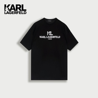 เสื้อยืดแขนสั้น ผ้าฝ้าย พิมพ์ลาย Karl Lagerfeld สวมใส่สบาย สําหรับผู้ชาย