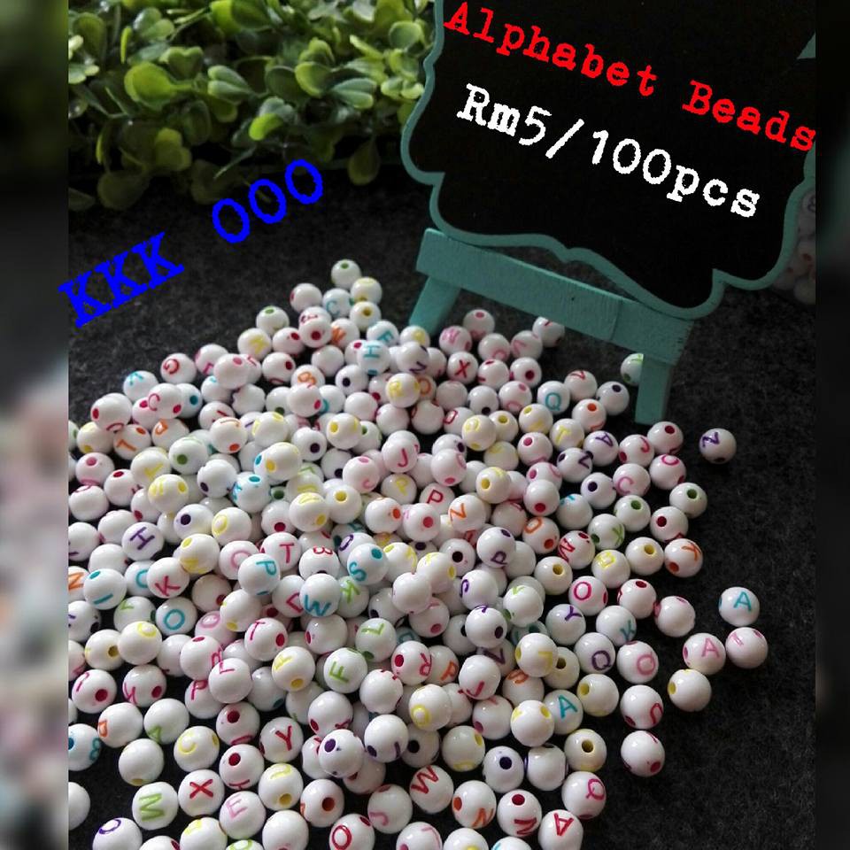 ALPHABET BEADS ROUND 8MM