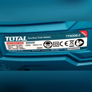 TOTAL กาพ่นสีไฟฟ้า รุ่น TT5006-2 กำลัง 500 วัตต์ ระบบ HVLP เครื่องพ่นสีไฟฟ้า หัวฉีดปรับได้ 3 แบบ กาไฟฟ้า