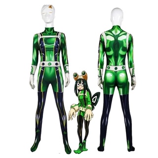 ชุดบอดี้สูทคอสเพลย์ My Hero Academia Froppy Tsuyu Asui Spandex Zentai สําหรับผู้ใหญ่ และเด็ก