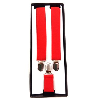 สายเอี๊ยมสีแดงสดsuspendersแฟชั่นเครื่องแต่งกาย
