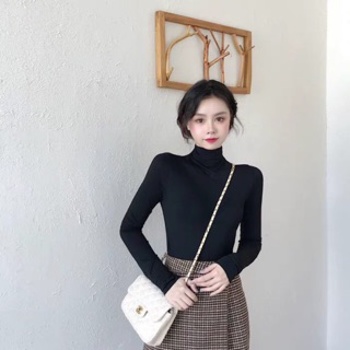 พร้อมส่ง เสื้อแขนยาวคอเต่าเนื้อผ้าเรยอน ผ้านิ่มใส่สบาย ยืดได้เยอะ น่ารักสุดๆค่ะ