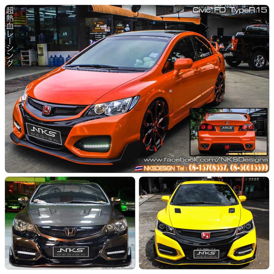 สเกิร์ตชุดแต่งรถซีวิค Civic FD นางฟ้า ทรง Type R15 จาก Nekketsu Thailand.