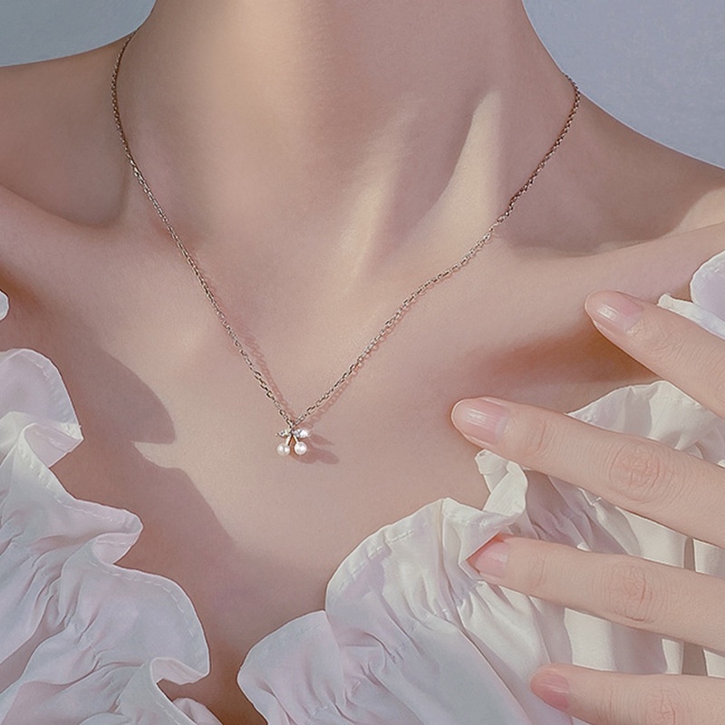 Cocojewelry สร้อยคอโซ่ จี้ไข่มุก เชอร์รี่ แฟชั่นเกาหลี