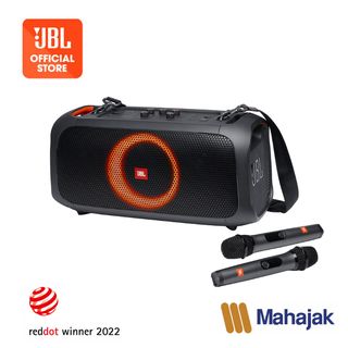 JBL PartyBox On The Go ลำโพงปาตี้พกพาแบบไร้สายพร้อมไมโครโฟนไร้สาย 2 ตัว กันน้ำระดับ IPX4 กำลังขับ 100 วัตต์