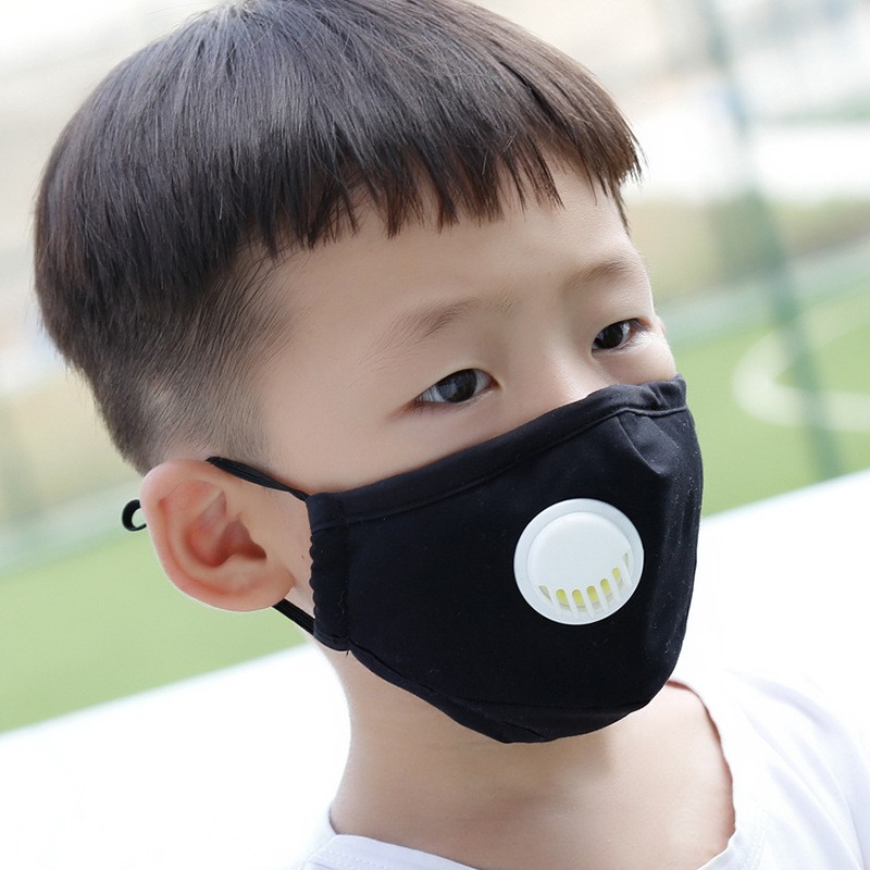 หน้ากากกันฝุ่น ผ้าปิดปาก ผ้าปิดจมูก หน้ากากกรองฝุ่น ผ้าฝ้าย PM2.5 สำหรับเด็ก อายุ 5-14 ปี แบบมีวาล์ว เปลี่ยนแผ่นกรองได้