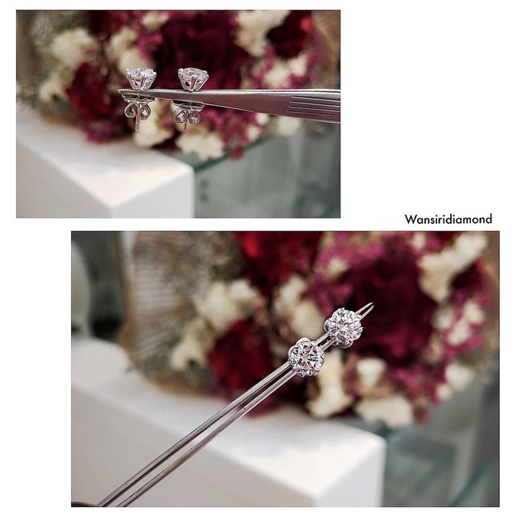 💎ต่างหูเพชรกลม เพชรสังเคราะห์ เหลี่ยม(H&A) โรงงานทำเพชรแท้นำเข้าเพชรเอง 📍ประมาณ2วันจัดส่งได้เลยค่ะ