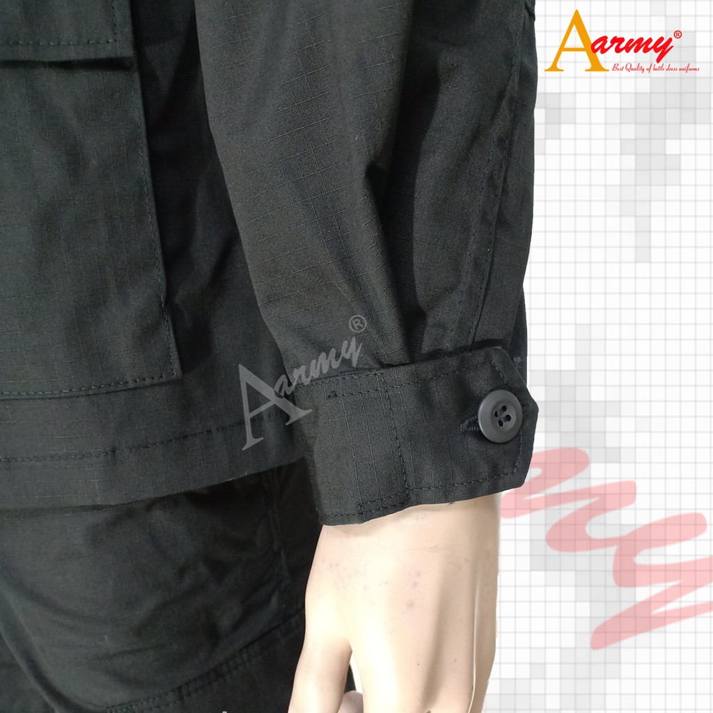 ชุดเวสผ้ากันลม ลายตาราง(สีดำ) แบบกระดุม