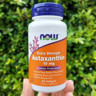 สาหร่ายแดงแอสต้าแซนธิน Astaxanthin, Extra Strength 10mg 60ซอฟท์เจล (Now Foods) ปกป้องเซลล์ในร่างกาย ช่วยสมดุลภูมิต้านทาน