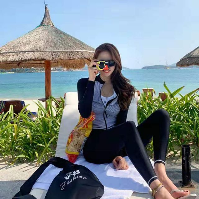 ชุดว่ายน้ำเซ็ท4ชิ้น ชุดว่ายน้ำแขนยาวขายาว​ กันแดด​ รูปที่ 7
