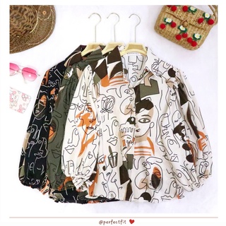 Perfectfitstyle : เสื้อเชิ้ตคอปก แขนสามส่วน ลายเเฟชั่น (U7)