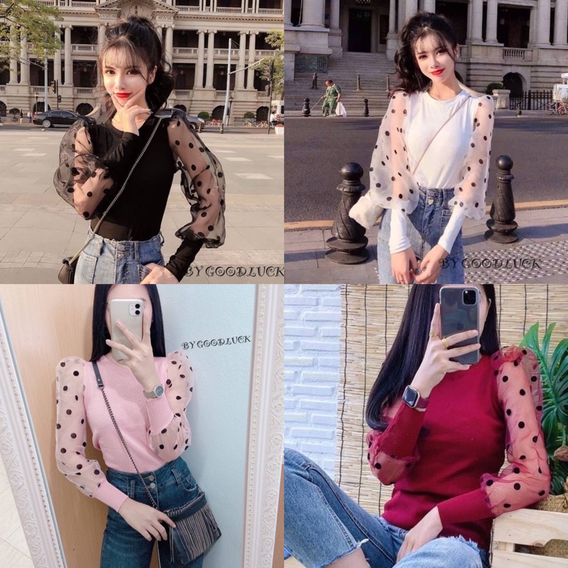 🌈 SpinnyHouse 🌈 เสื้อแขนฟรุ้งฟริ้ง รุ่นนี้เด็ดจริง จะหวานหยดย้อย  แขนพองลูกโป่ง B-022-4-A