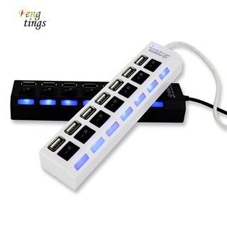 ✌ ฟุต ✌ 7-port USB 2.0 HUB Splitter อะแดปเตอร์ความเร็วสูง สวิตช์เปิด / ปิด สําหรับแล็ปท็อปพีซี