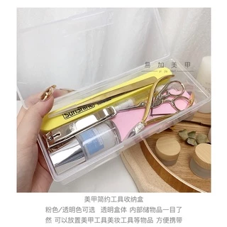 🌟กล่องใส่ตะไบ สีใส สีชมพูใส เครื่องมือทำเล็บ เก็บแปรง เก็บพู่กัน เก็บตะไบ🌟
