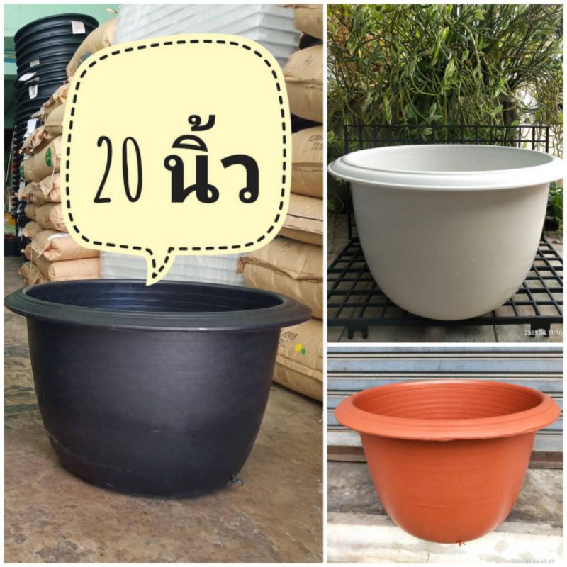 กระถางปากกลม รองรับการปลูกไม้ประดับที่มีทรงสูงและมีระบบรากลึก ขนาดกระถาง 20 นิ้ว
