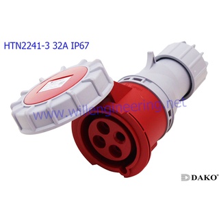 HTN2241-3 ปลั๊กตัวเมียกลางทาง 3P+E 32A 440V IP67 3h