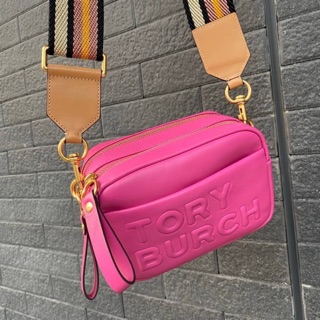 Tory burch PERRY COLOR-BLOCK DOUBLE-ZIP MINI BAG  Size : H: 4.6" x L: 7" x D: 2.8"  สายสะพายยาว 22" (ปรับความยาวได้)