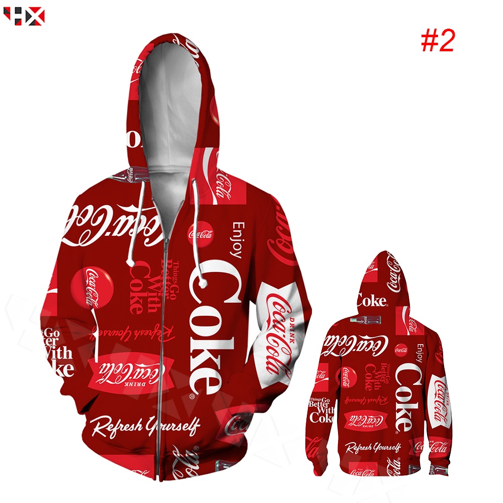 CLOOCL ใหม่ ! เสื้อกันหนาวแขนยาว มีฮู้ด แต่งซิป พิมพ์ลาย Coca-Cola Coke Cool สําหรับผู้ชาย และผู้หญิ