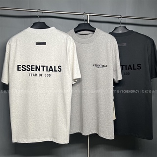 Fear Of God 8th ESSENTIALS front and rear logo flocking print couple oversized short sleeves chest 45.6-52 inch