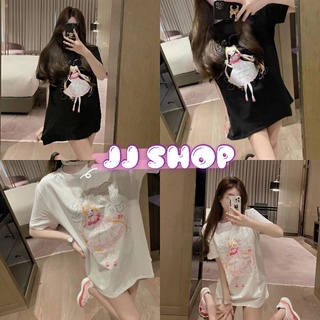 JJ Shop​💜​พร้อมส่ง เสื้อยืดแขนสั้น คอกลม สีขาวดำลายmoon น่ารักใส่สบาย "DX-999" -​N 03