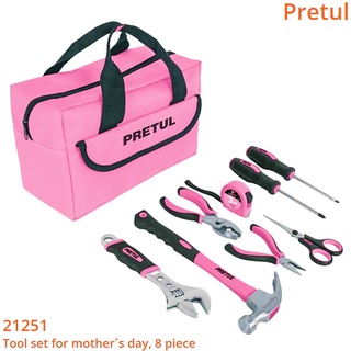 Pretul 21251 ชุดกระเป๋าเครื่องช่างสีชมพู 8 ชิ้น