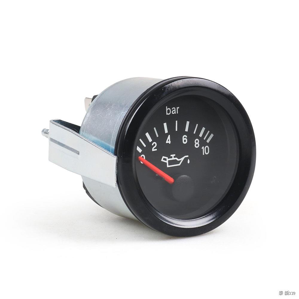 2" 52mm Car Oil Press Gauge 0 10 Bar Pointer 12V Oil Pressure Press