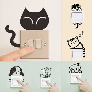 🔥งานศิลปะแบบถอดได้ DIY Cat Sticker สติกเกอร์ติดผนังรูปลอกสวิทช์ตกแต่งภายในบ้าน