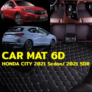 พรมปูพื้นรถยนต์ พรม6D ตรงรุ่น สำหรับ HONDA CITY 2020 Sedan และ HONDA CITY HATCHBACK 2021 5DR มีสีให้เลือกหลากสี