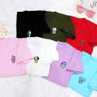 เสื้อยืดแขนสั้น สําหรับผู้หญิง BT21 || เสื้อครอป BT21 // bts // BT21 // koya choky jin