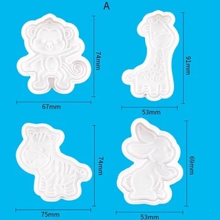4 ชิ้น สัตว์ คุกกี้ ลูกสูบ ตัด การ์ตูน เบเกอรี่ แม่พิมพ์ คุกกี้ แสตมป์ บิสกิต DIY เครื่องมือตกแต่งแม่พิมพ์