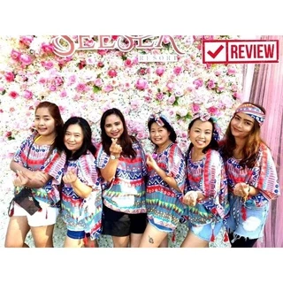 เสื้อโบฮีเมียน ชุดไปทะเล เเถมฟรีผ้าผูกผม