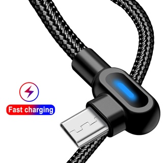 Elough สายชาร์จเร็ว 90 องศา Micro Usb Cable Data Cords สีด ําสีแดง 1 ม .