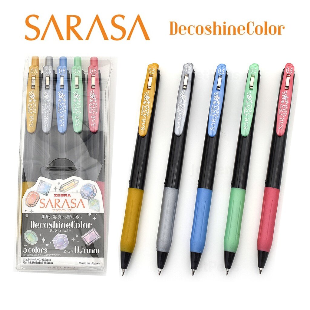 ZEBRA ปากกา Sarasa Clip 0.5 Decoshine Color 5 color set จำนวน 1 ชุด ลดล้างสต็อก!!