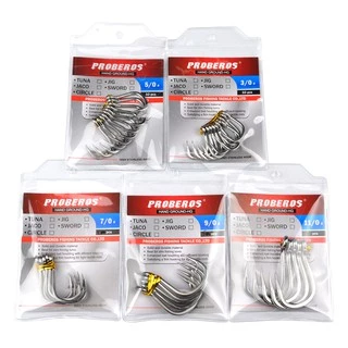 PRO BEROS ตกปลาทะเลสแตนเลสสตีลเงินตะขอตกปลา Barbed Anchor hook น้ำทะเลทนต่อการกัดกร่อน Jig Hook