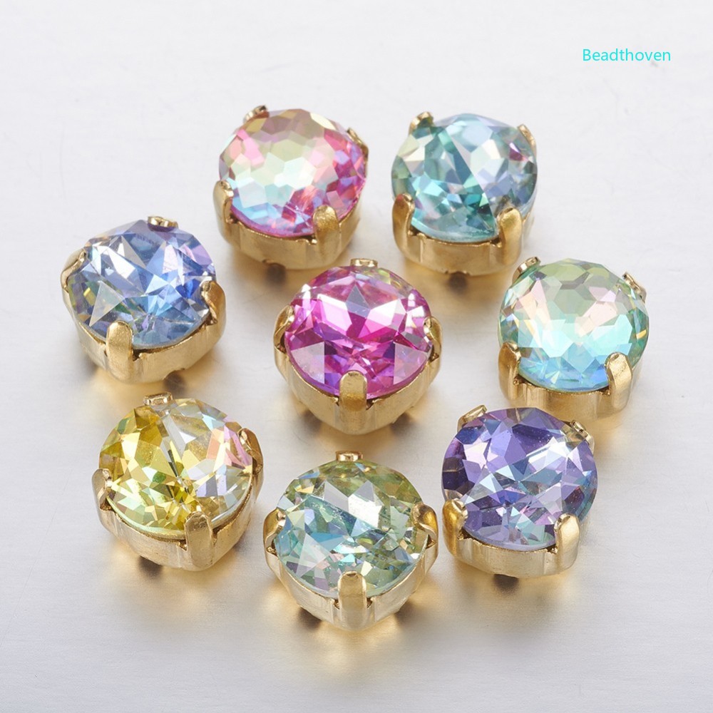 Beadthoven แก้วคริสตัลออสเตรีย K9 พลอยเทียมพร้อมเพชรพลอยเทียมสีทอง 5 ชิ้นสําหรับทําเครื่องประดับ