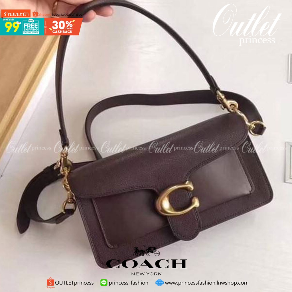 ของแท้ 💯% COACH Coach tabby convenience shoulder bag crossbody Product Details  Polished pebble leather Inside zip BROWN